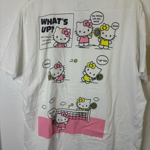 Hello Kitty White and Pink V-Neck Tee *3/$10 - Picture 2 of 3